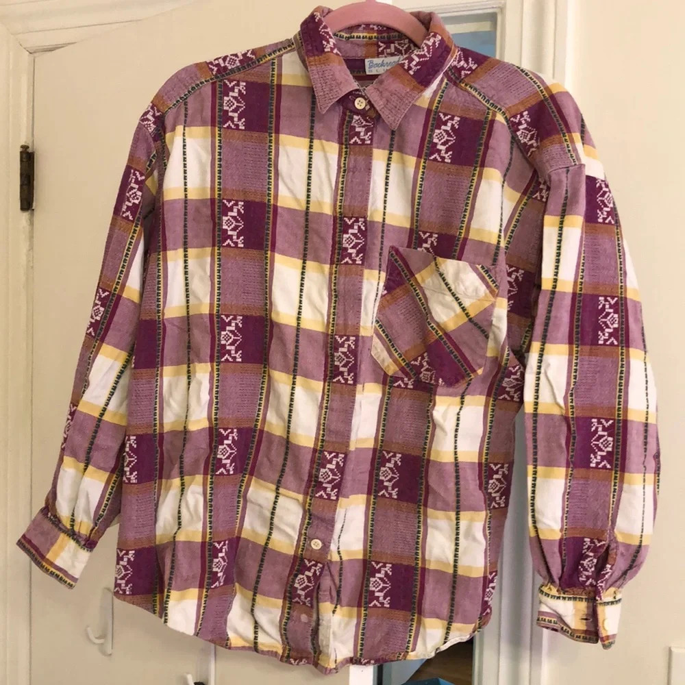 Backroad Blues button down long sleeve shirt.  Size L